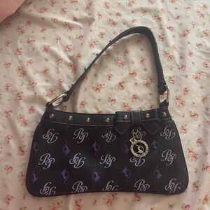 Vintage Baby Phat Shoulder Bag Crescent Baguette Studded Logo Y2K Purple